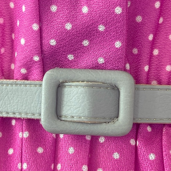 Vintage 70s Sears the Fashion Place Belted Pleated Pink & Grey Dress Women’s 12 - Picture 8 of 13